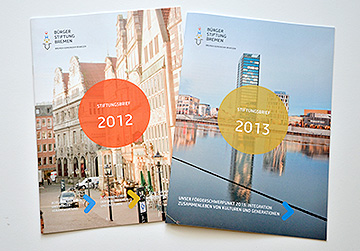 Titelseiten Stiftungsbrief 2012 und 2013 - Bürgerstiftung Bremen