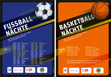 Plakate für die Fußball- und Basketballnächte 2016